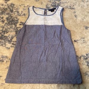 Chambray and white eyelet French Connection tank size 4